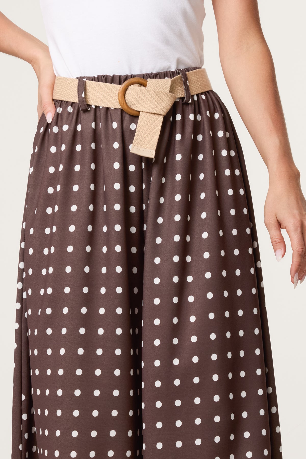 Belted Polka Dot Culotte Trousers