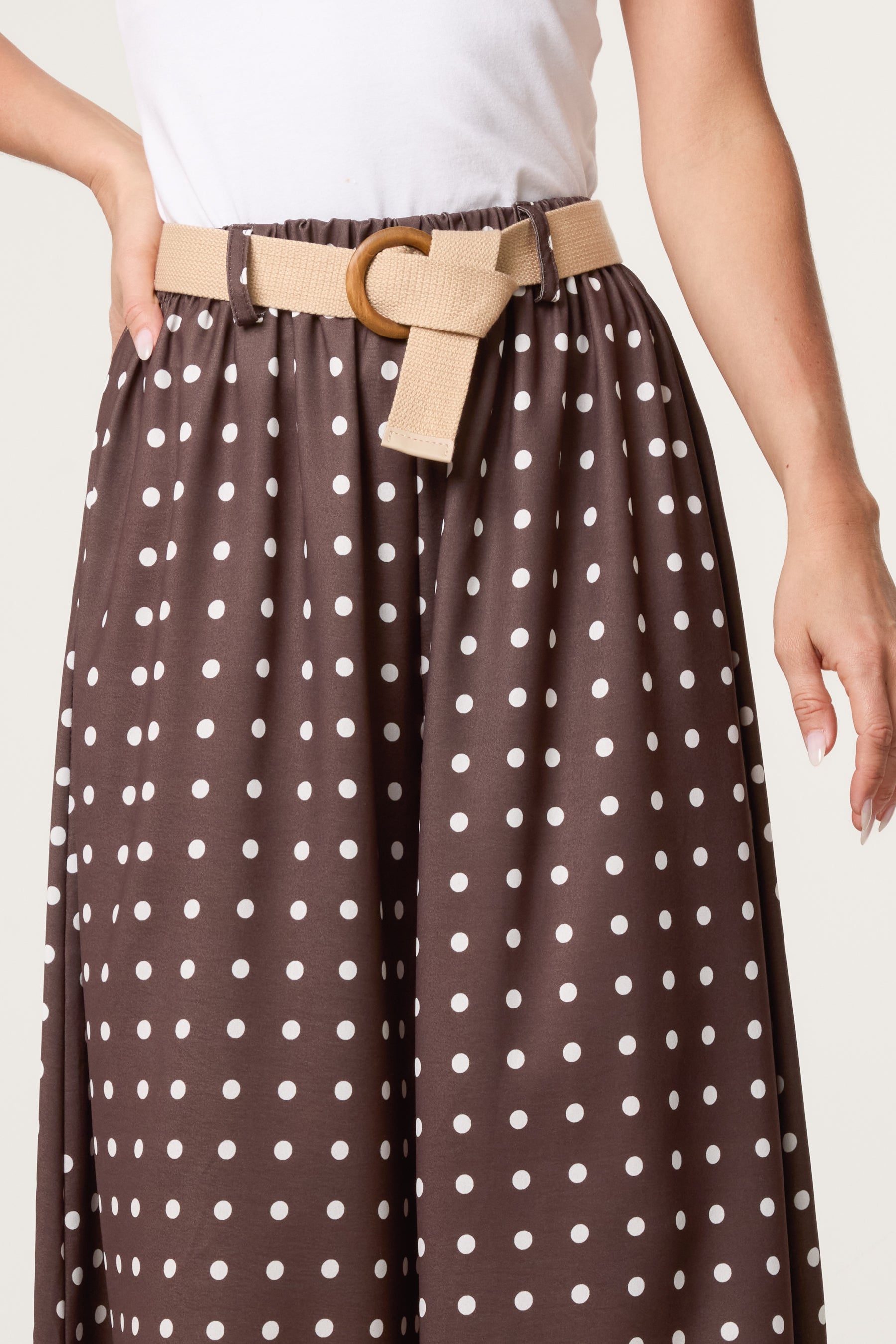 Belted Polka Dot Culotte Trousers