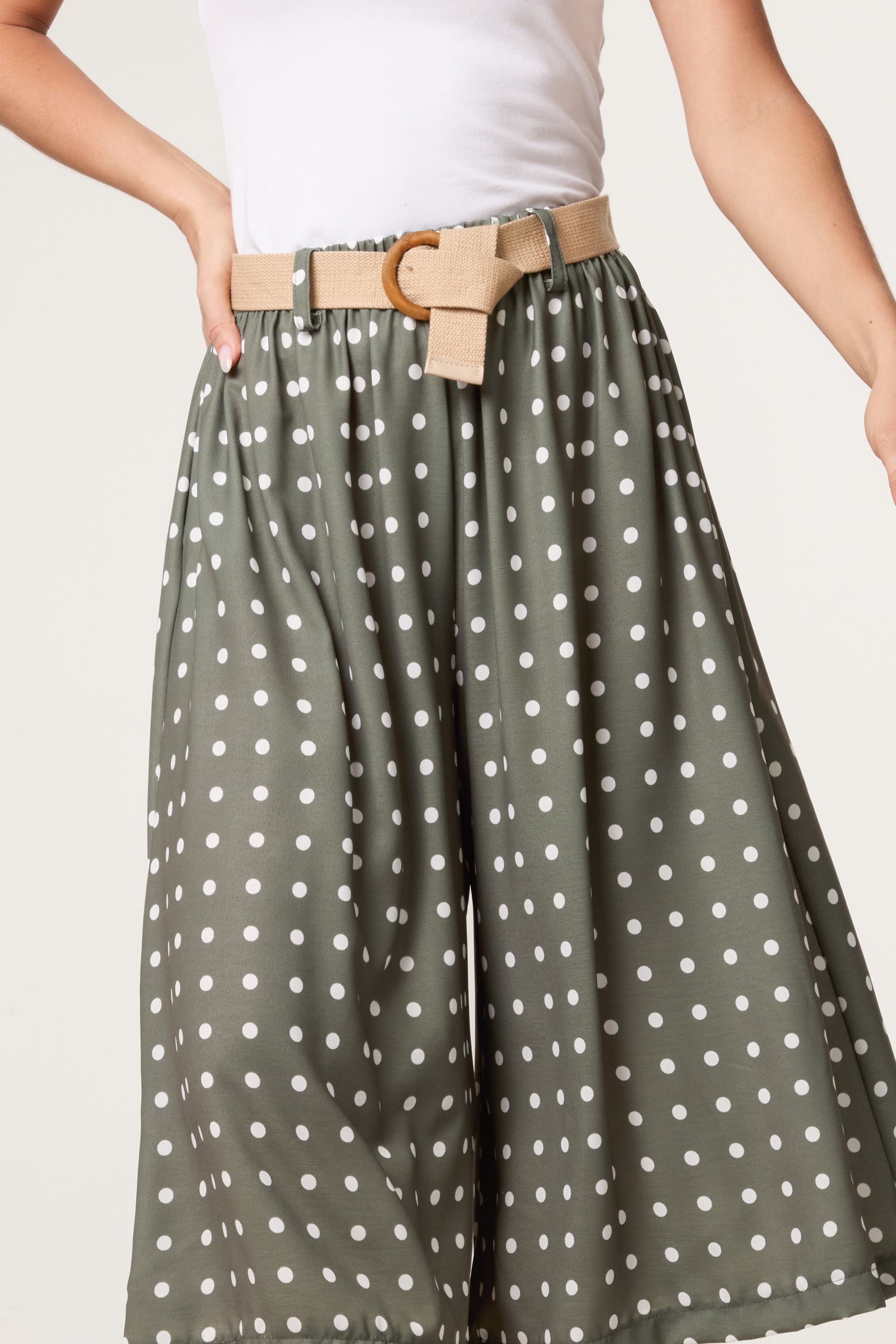 Belted Polka Dot Culotte Trousers