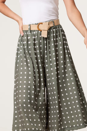 Belted Polka Dot Culotte Trousers