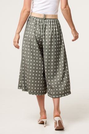 Belted Polka Dot Culotte Trousers