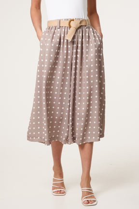 Belted Polka Dot Culotte Trousers