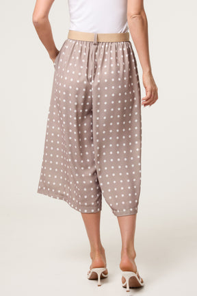 Belted Polka Dot Culotte Trousers
