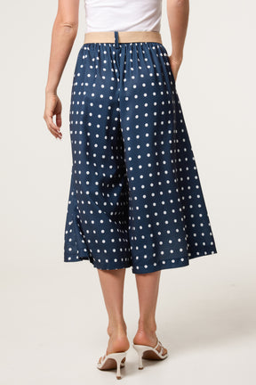Belted Polka Dot Culotte Trousers