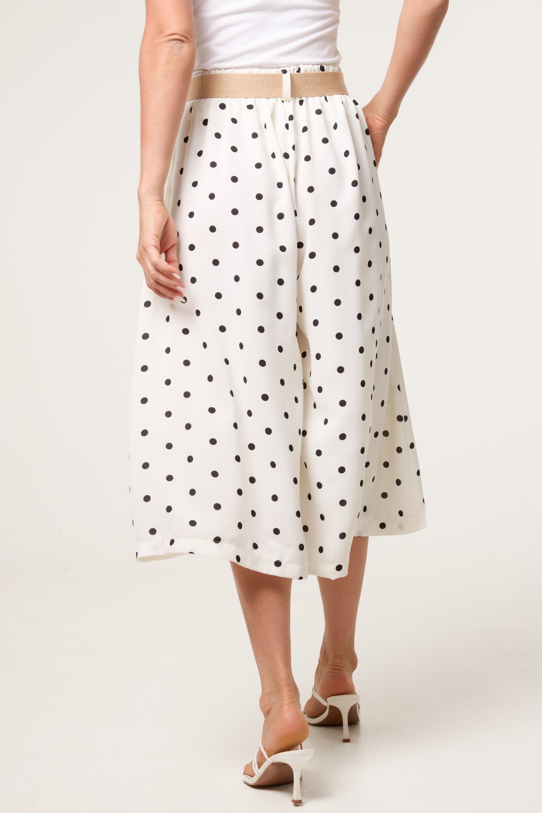 Belted Polka Dot Culotte Trousers