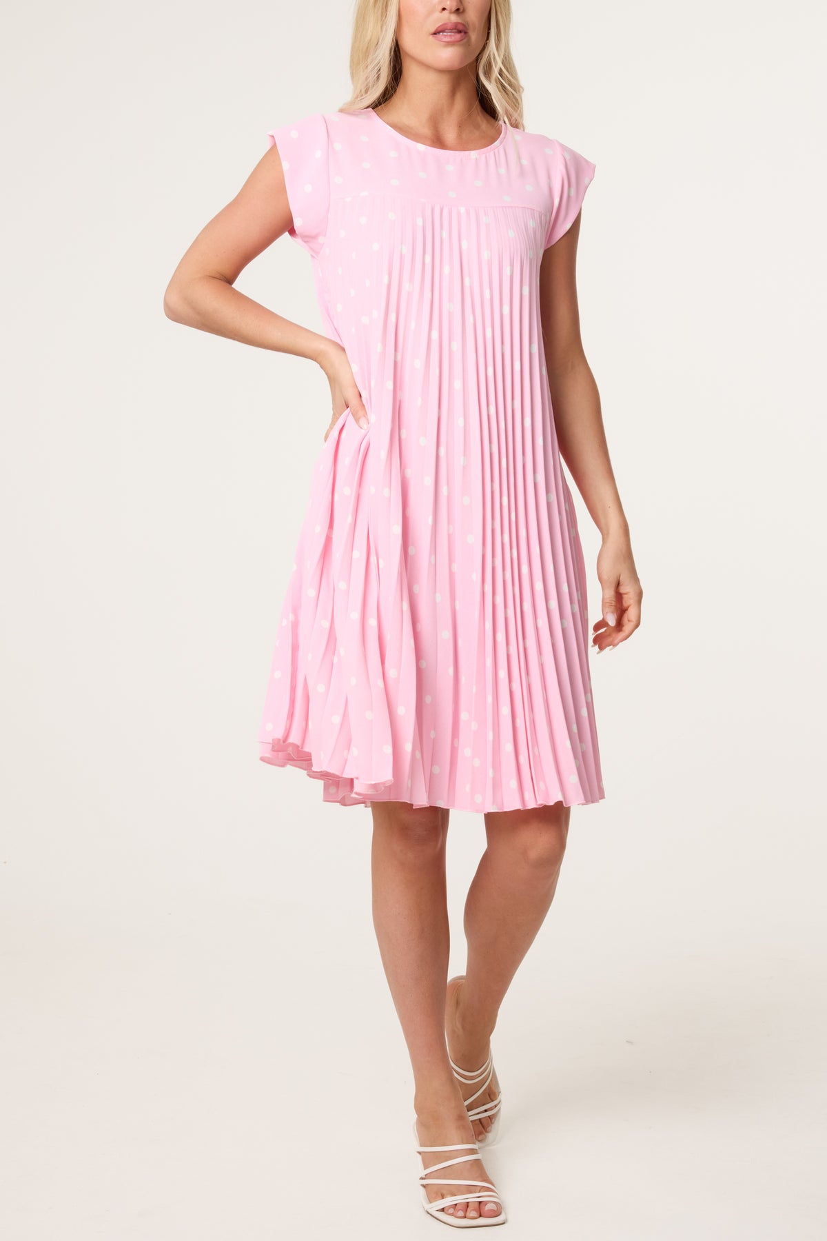 Cap Sleeve Polka Dot Mini Dress