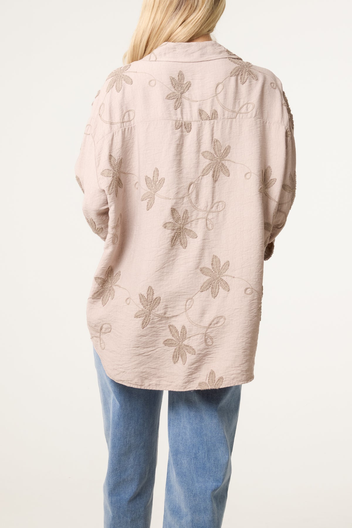 Embroidery Flowers Long Sleeve Shirt