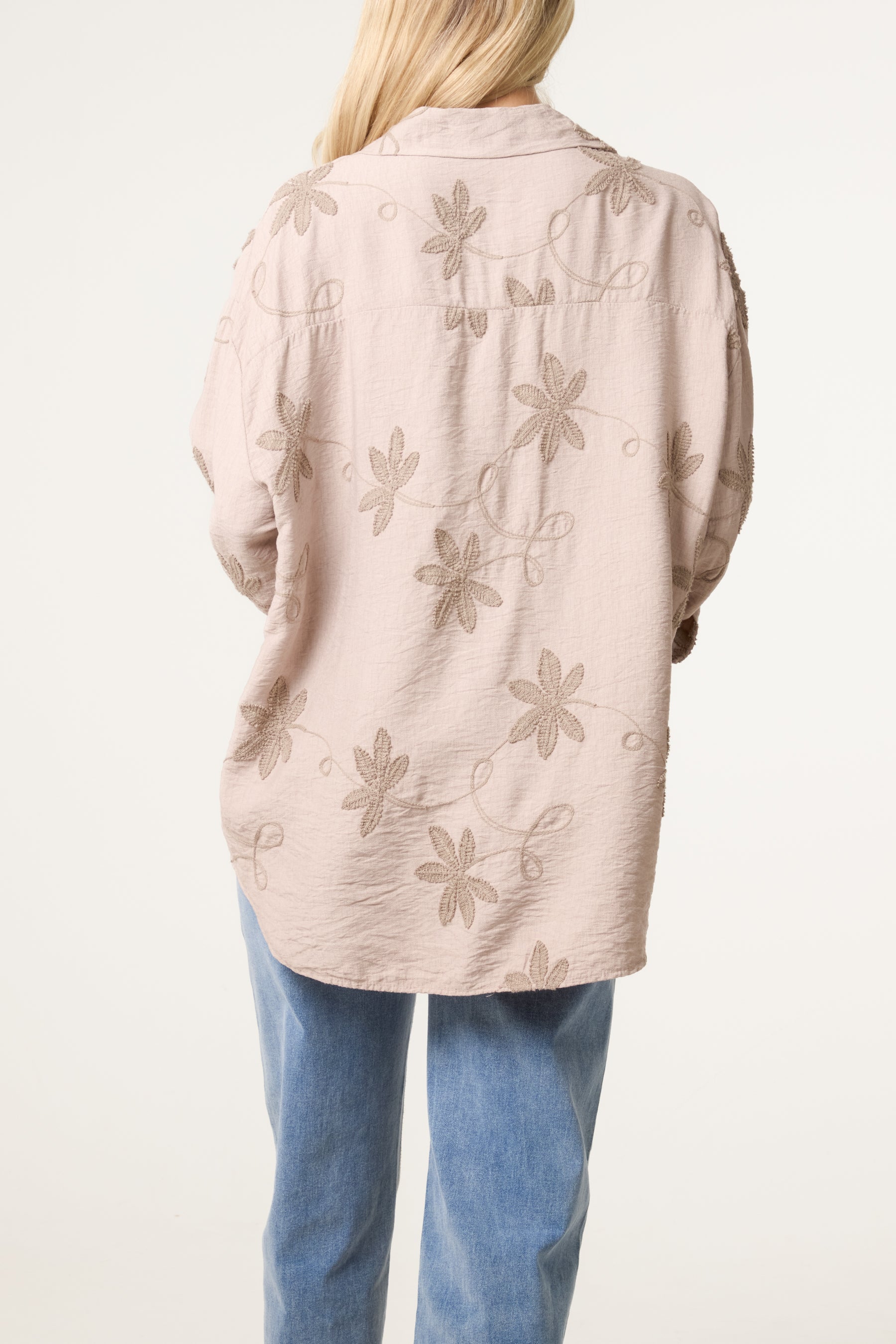 Embroidery Flowers Long Sleeve Shirt