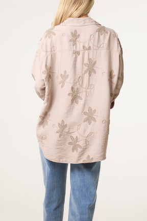Embroidery Flowers Long Sleeve Shirt
