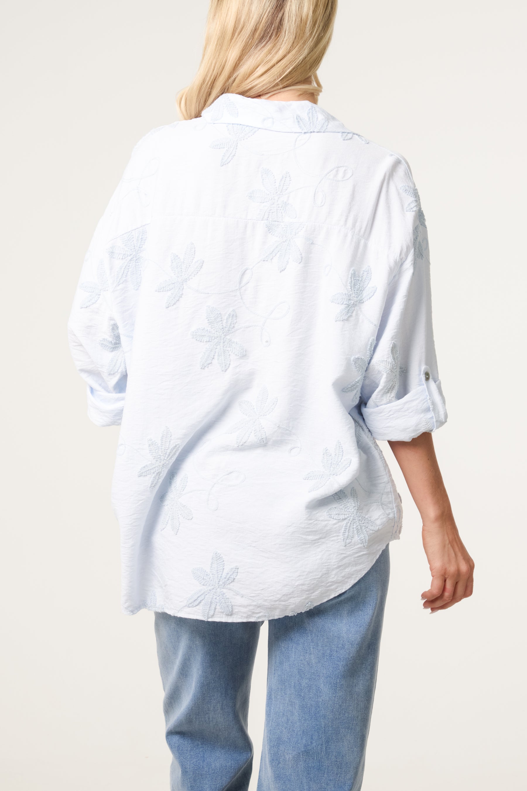 Embroidery Flowers Long Sleeve Shirt