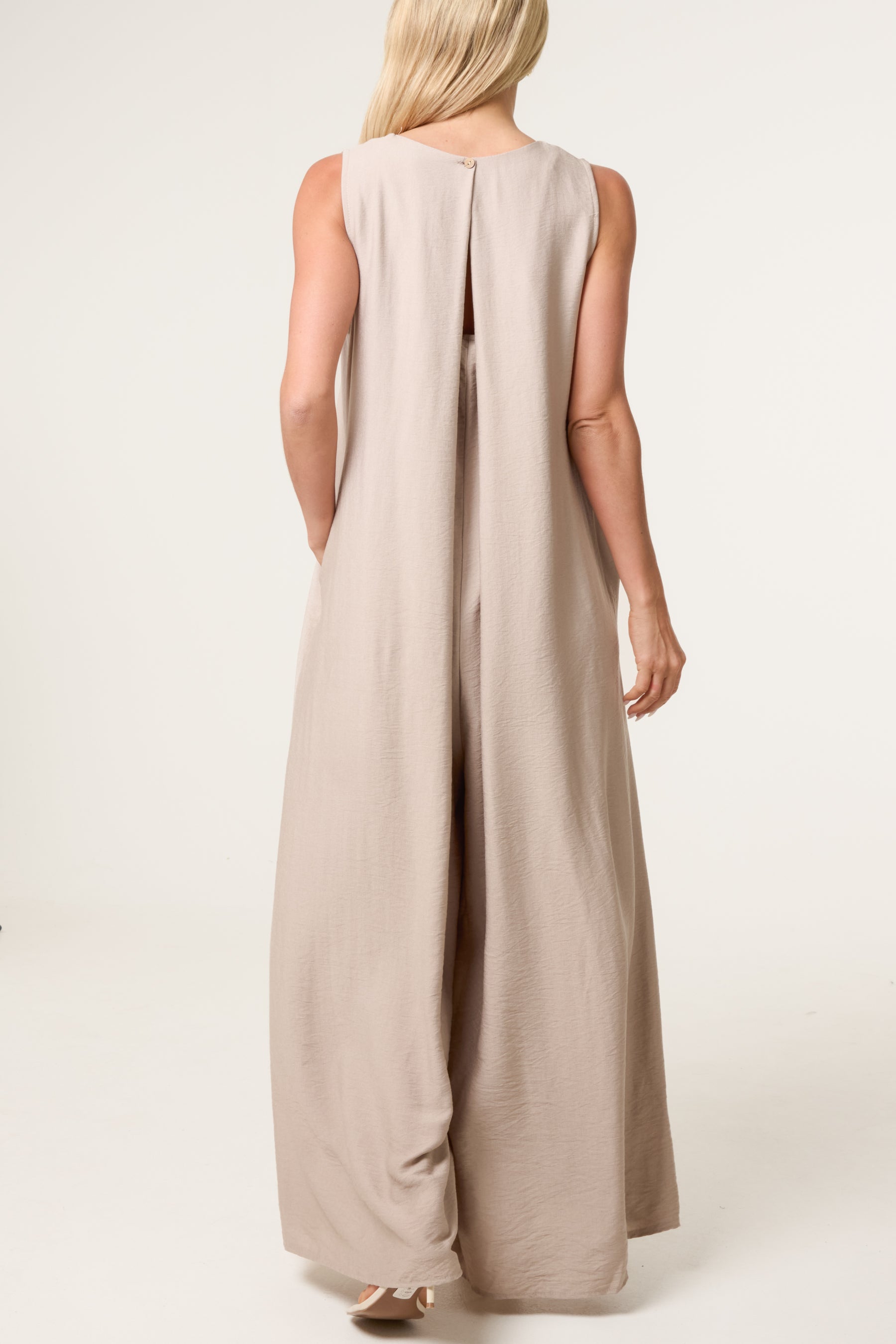 V-Neck Pockets Wide Leg Jumpsuit