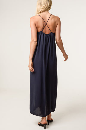 Crossed Back Cami Straps Midi Dress