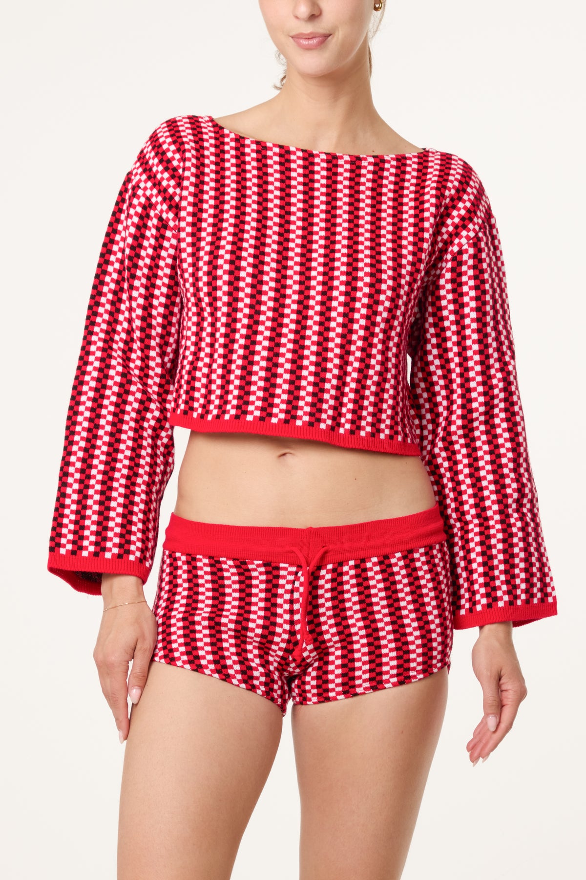 Checked Racer Inspired Top & Hot Pants s