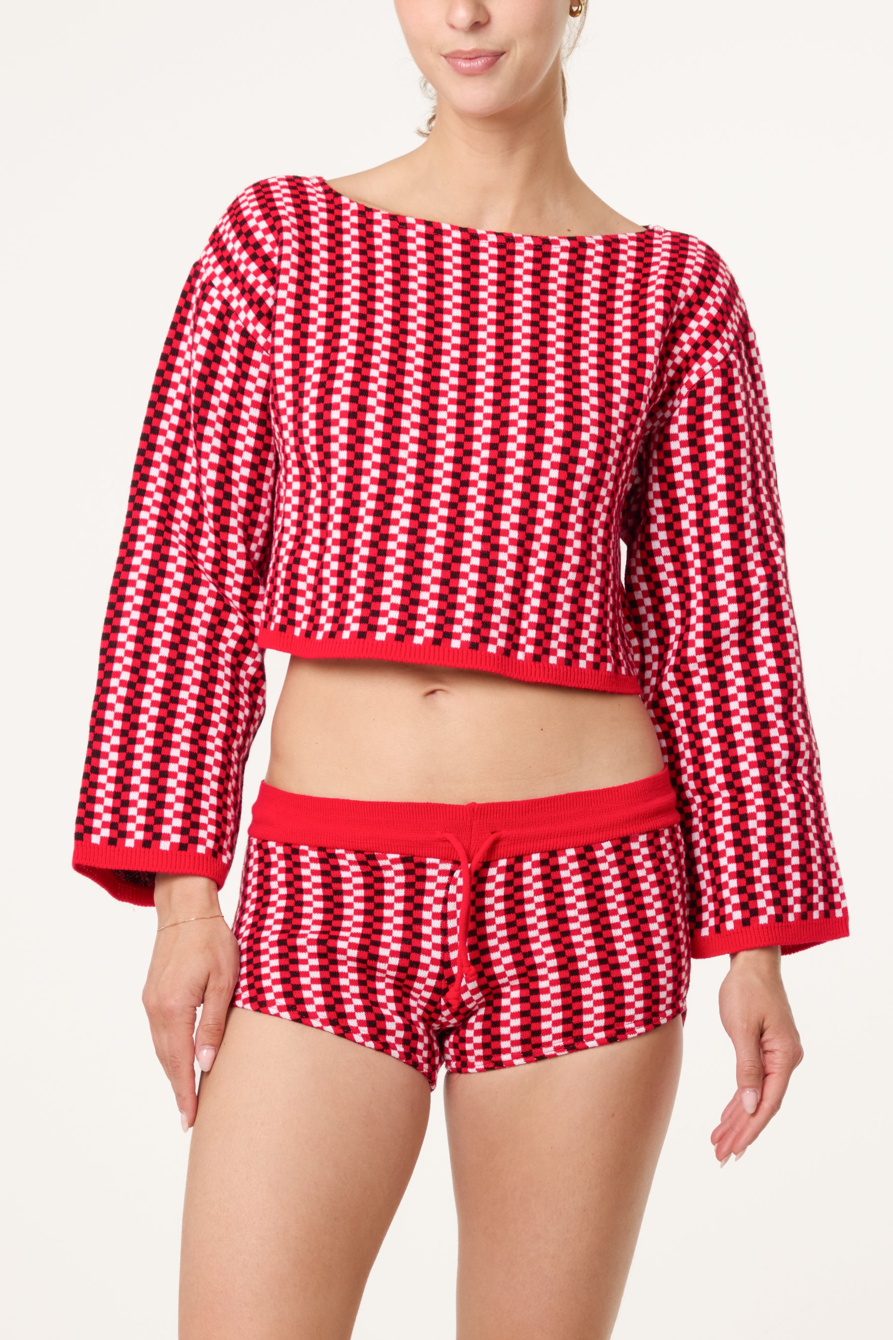 Checked Racer Inspired Top & Hot Pants s