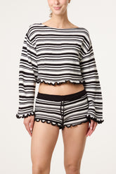 Striped Top & Hot Pants Set