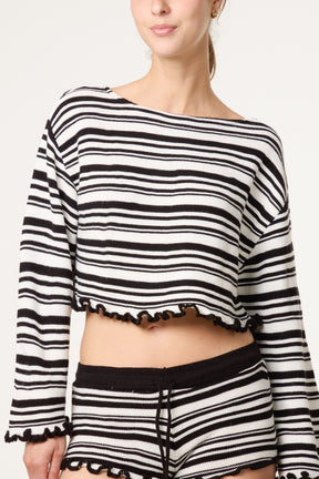 Striped Top & Hot Pants Set