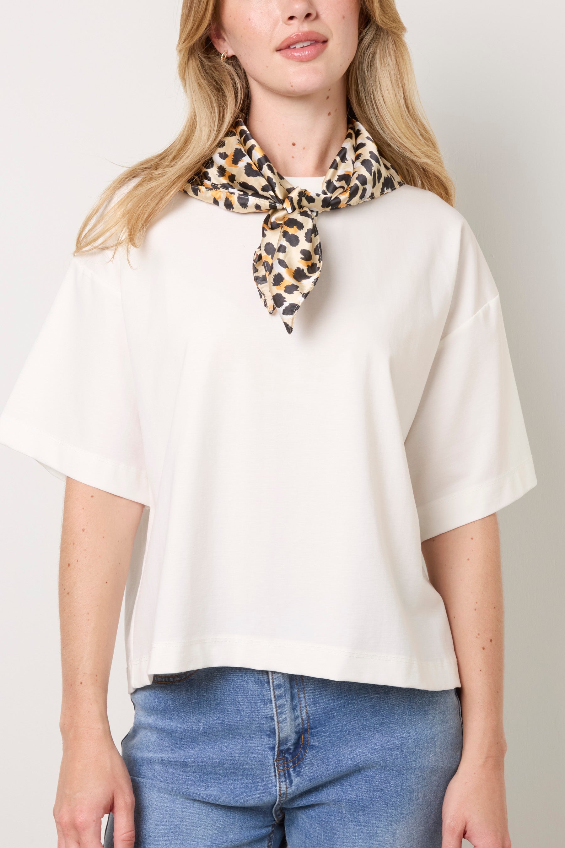 Animal Print Satin Square Scarf