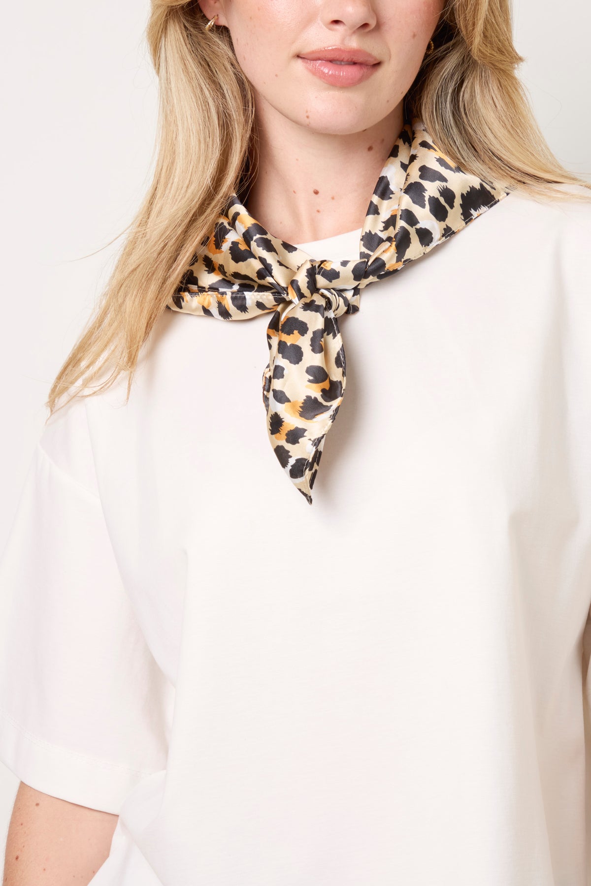 Animal Print Satin Square Scarf