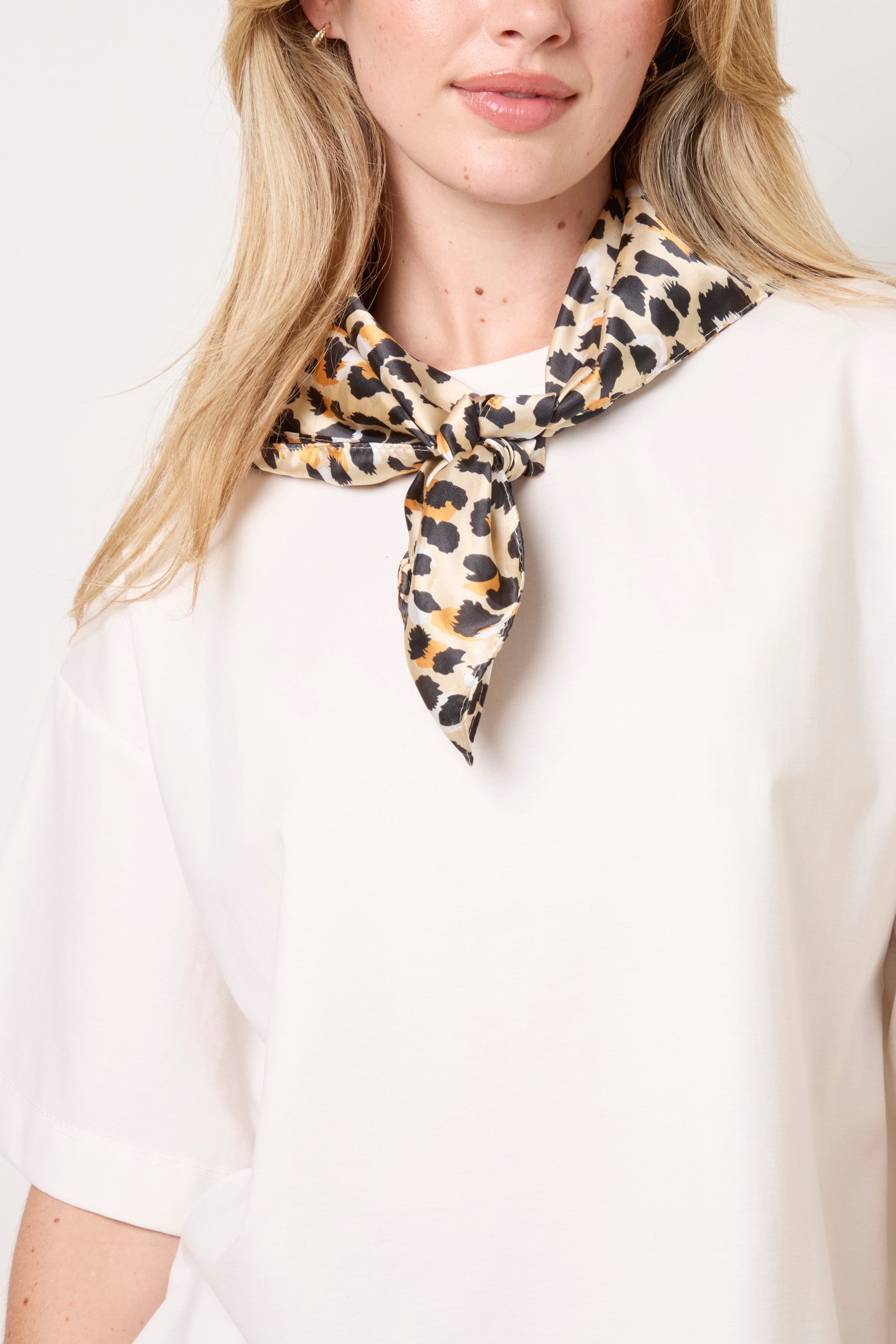 Animal Print Satin Square Scarf