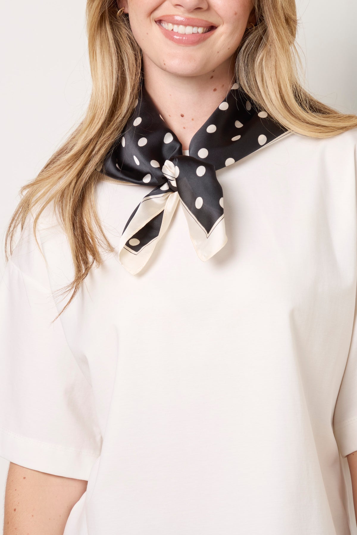 Small Polka Dot Satin Square Scarf