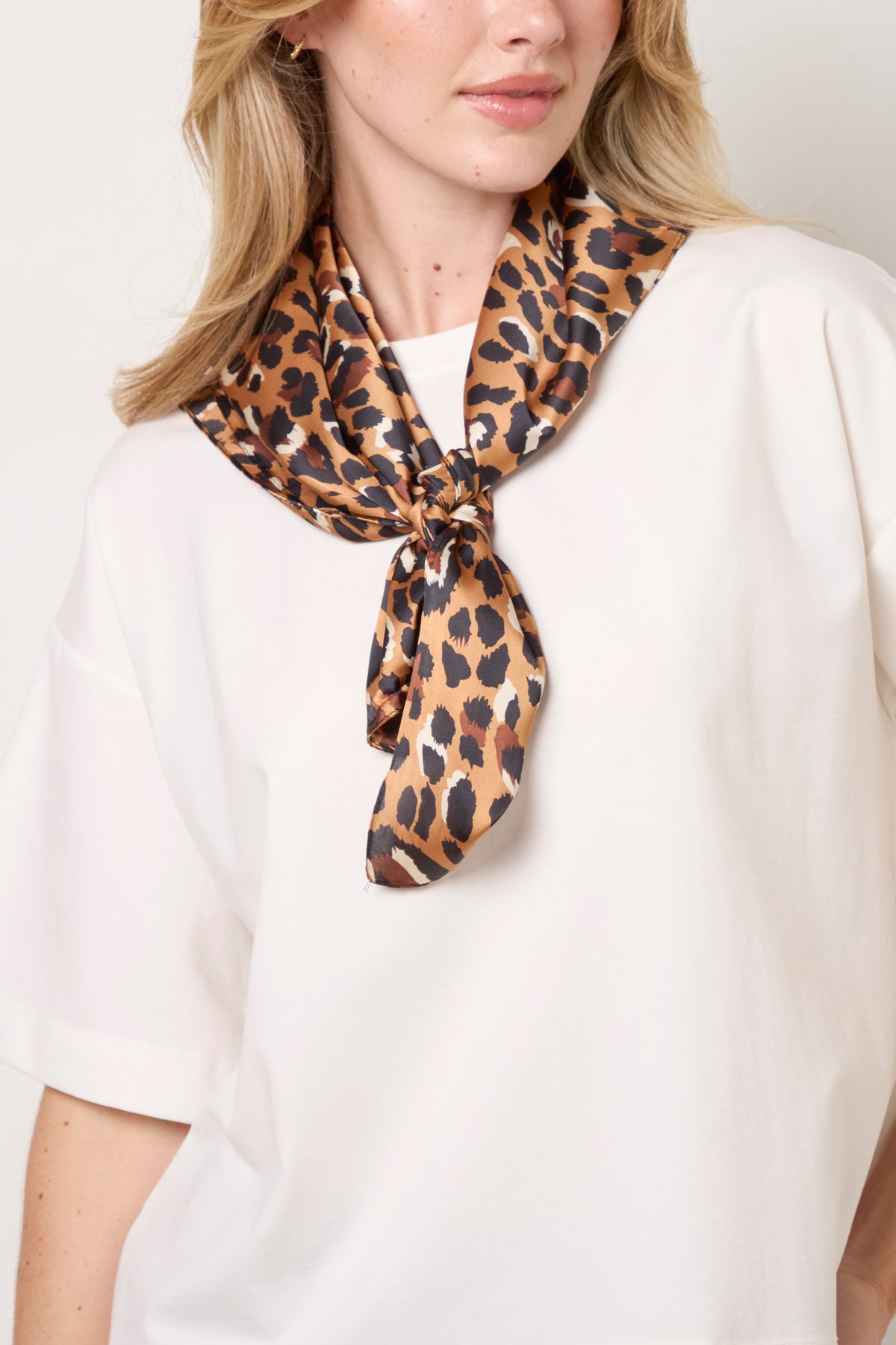 Animal Print Satin Square Scarf