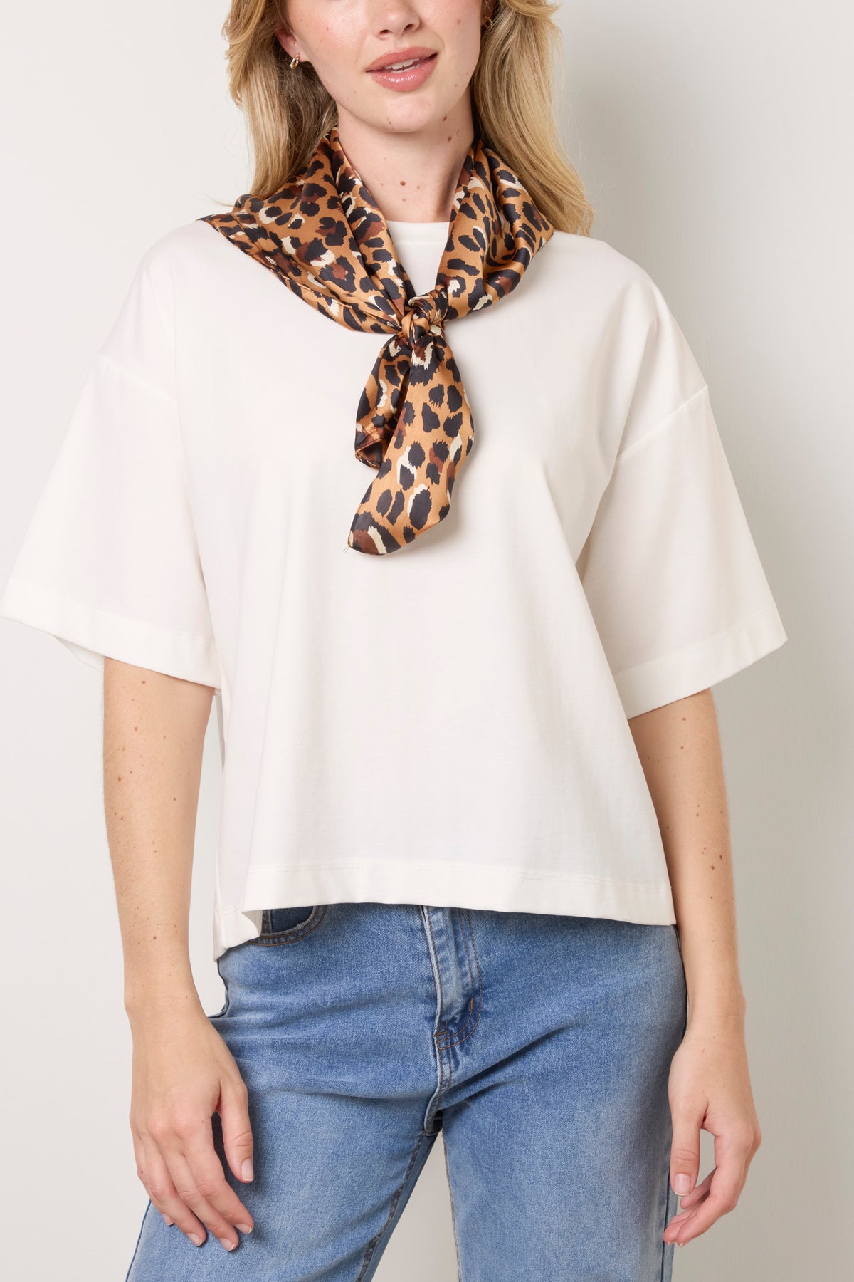 Animal Print Satin Square Scarf