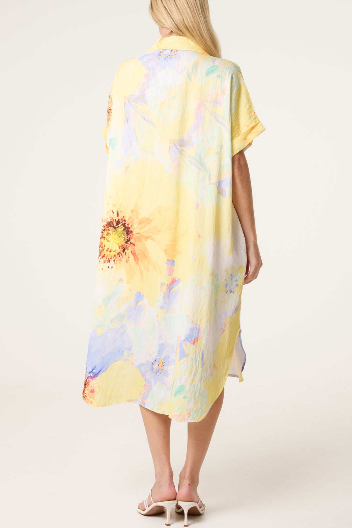 V-Neck Collar Bright Floral Dress