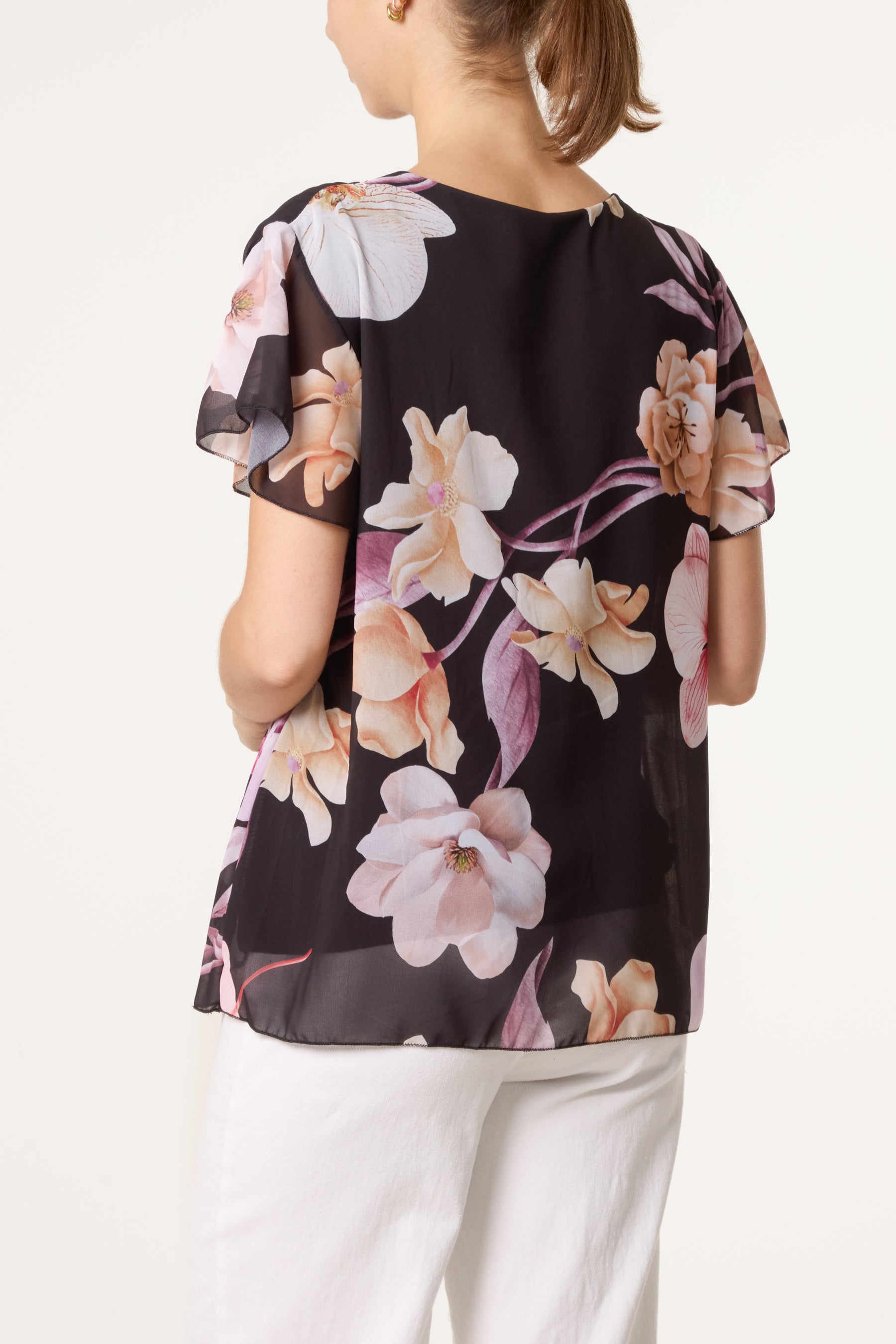 Floral Plisse Short Sleeve Blouse