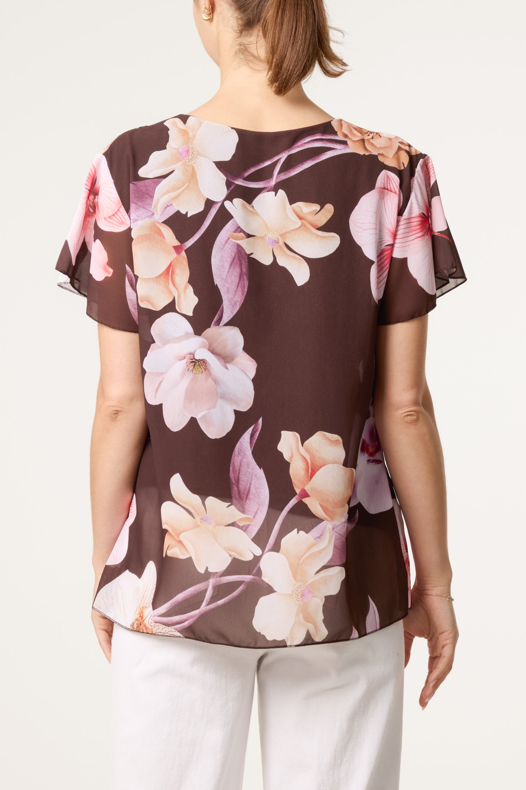 Floral Plisse Short Sleeve Blouse