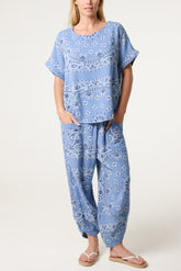 Bandana Print Top & Harem Trousers