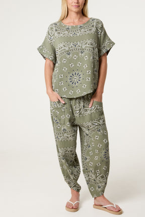 Bandana Print Top & Harem Trousers