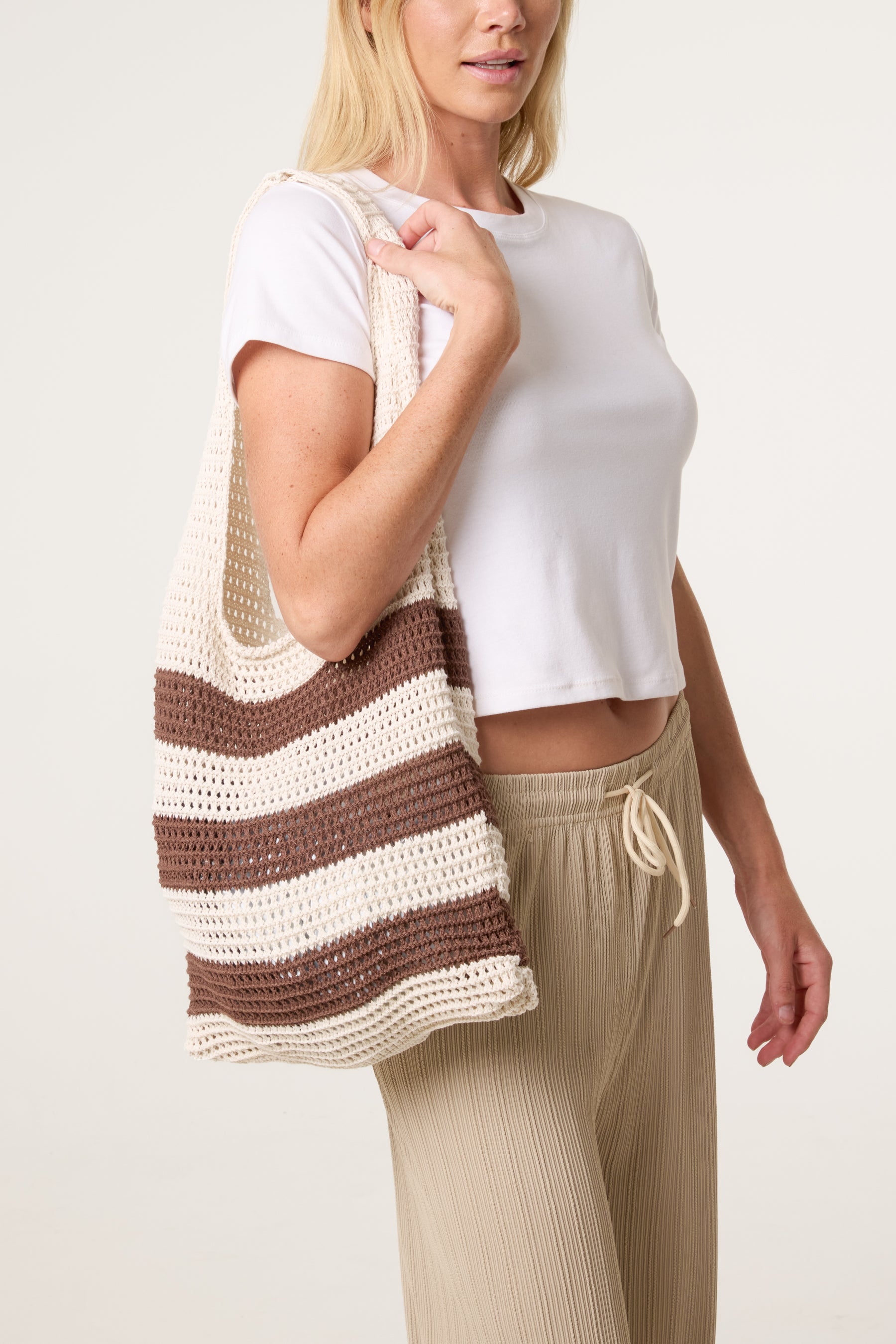 Striped Crochet Handbag