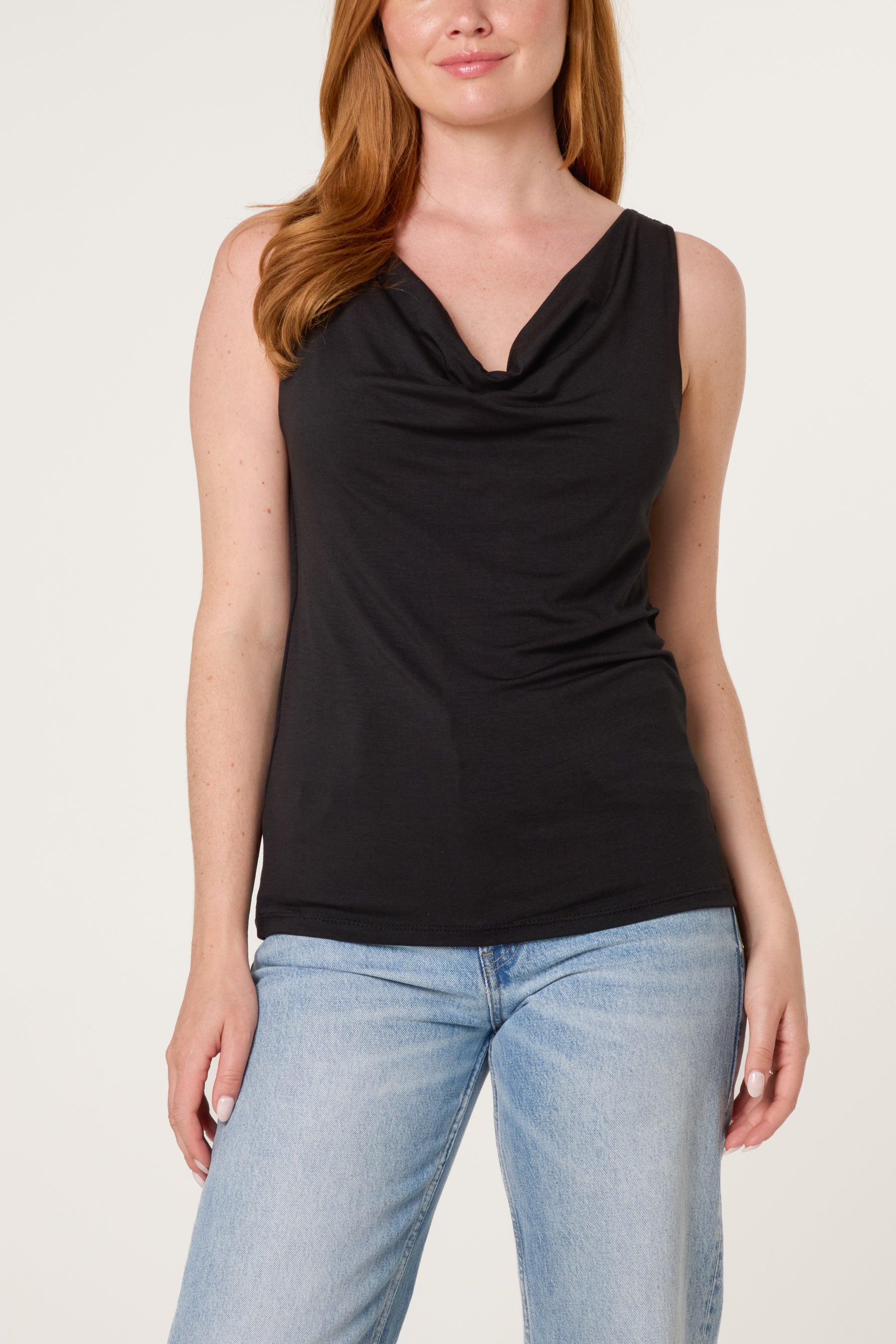 Sleeveless Cowl Neck Viscose Jersey Top