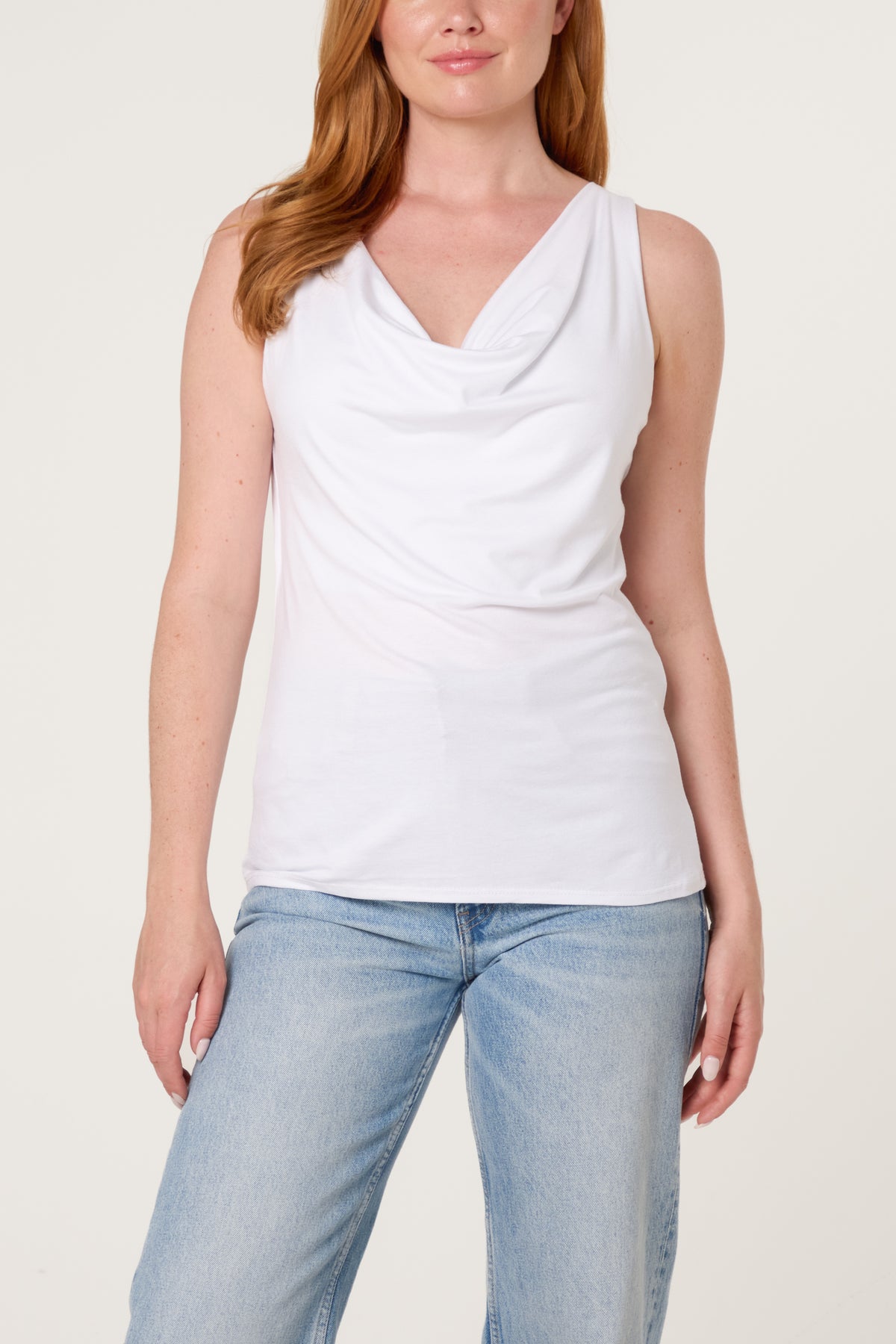 Sleeveless Cowl Neck Viscose Jersey Top