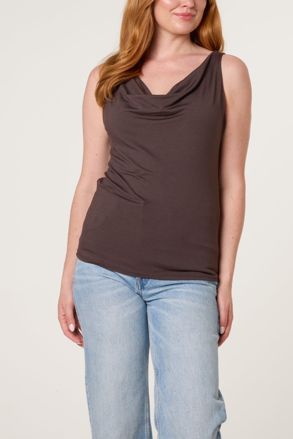 Sleeveless Cowl Neck Viscose Jersey Top