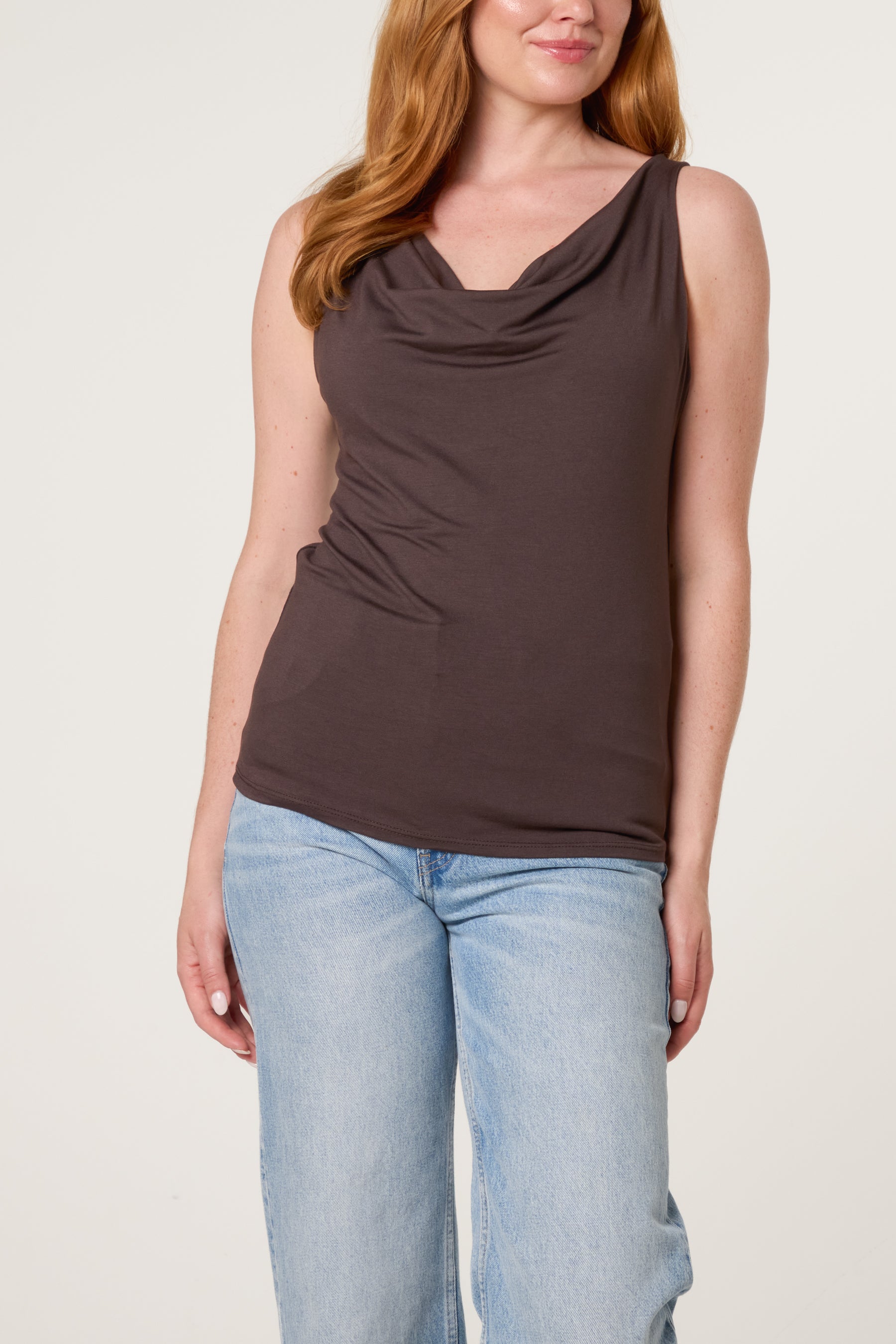 Sleeveless Cowl Neck Viscose Jersey Top