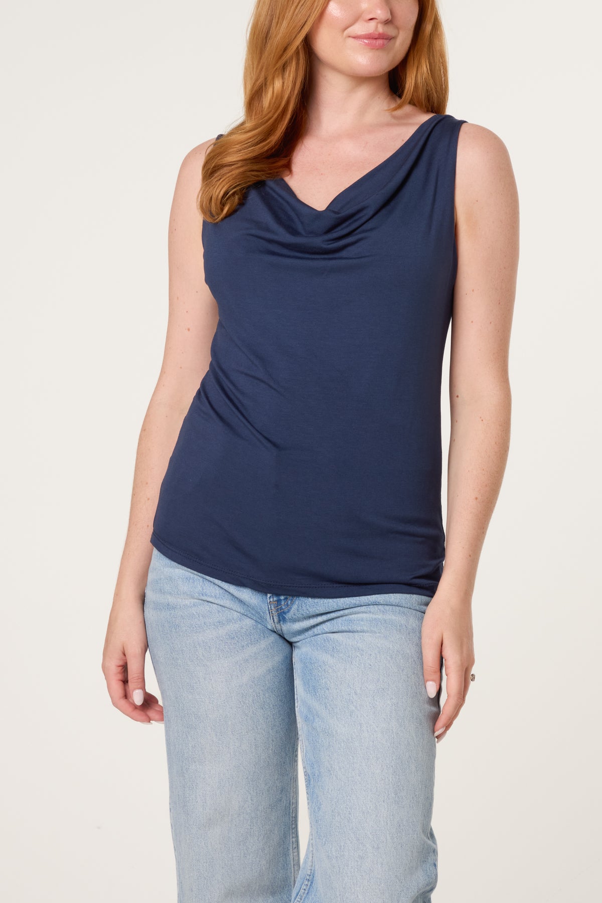 Sleeveless Cowl Neck Viscose Jersey Top