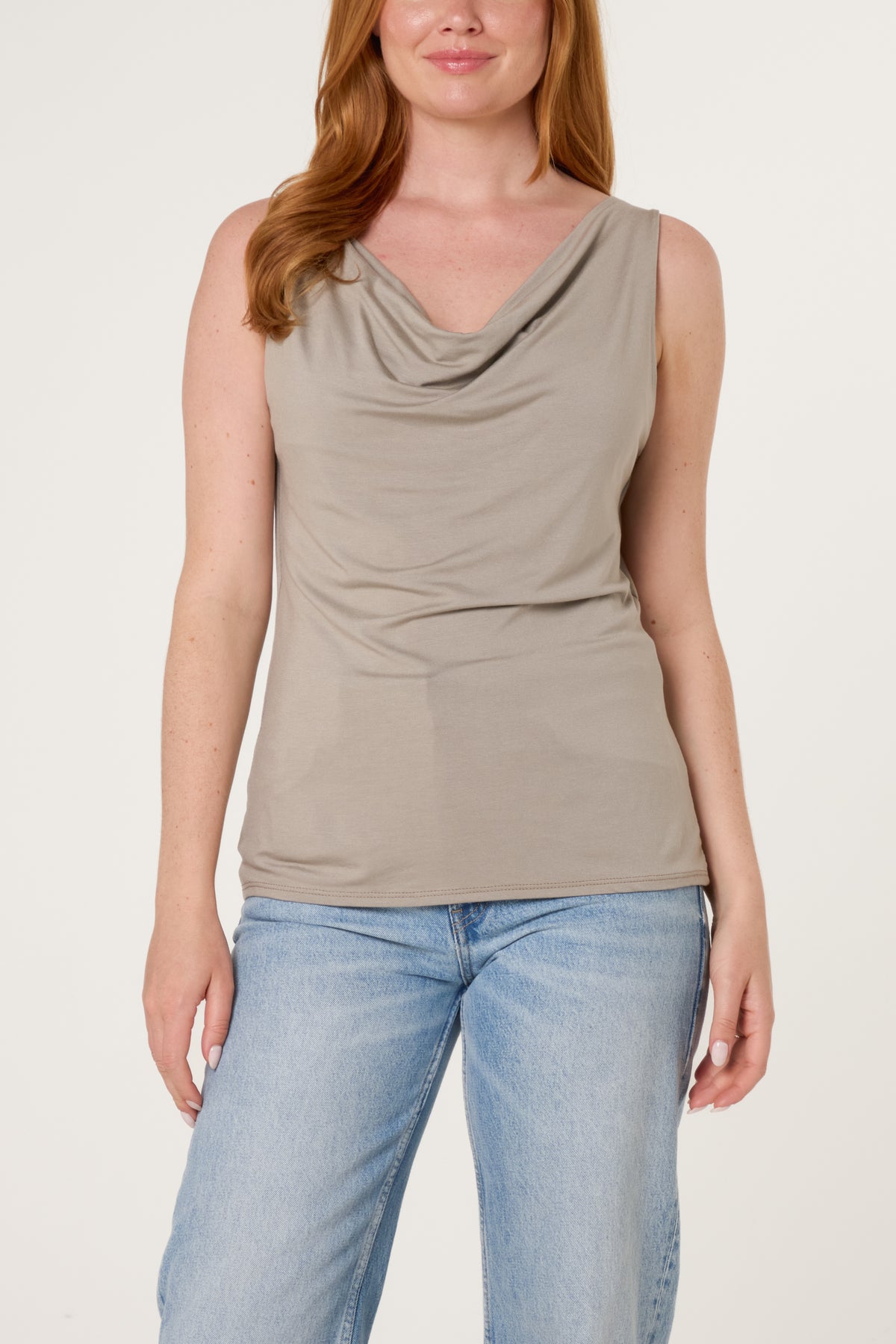 Sleeveless Cowl Neck Viscose Jersey Top