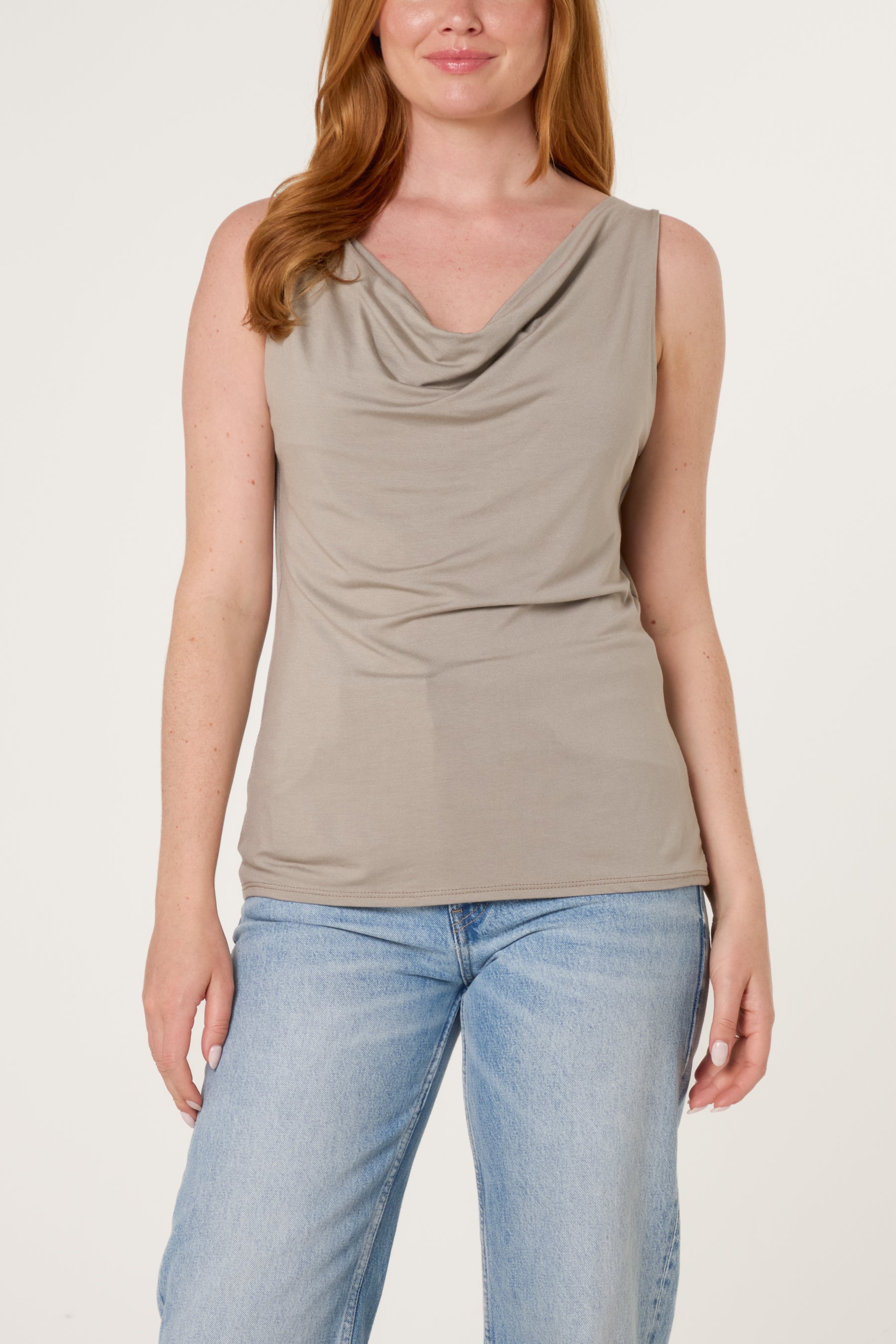 Sleeveless Cowl Neck Viscose Jersey Top