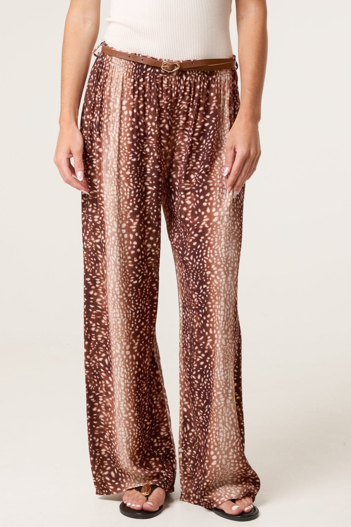 Belted Printed Viscose Trouser