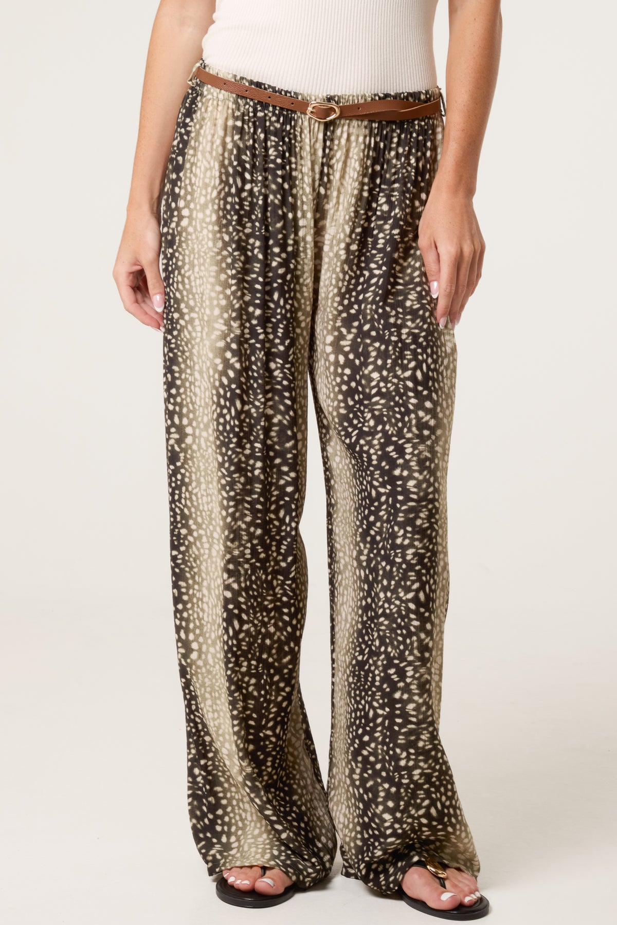 Belted Printed Viscose Trouser