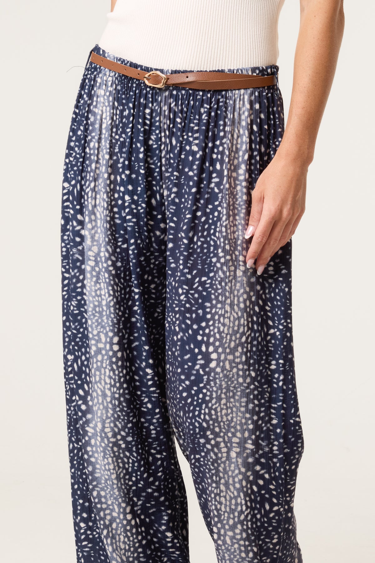 Belted Printed Viscose Trouser