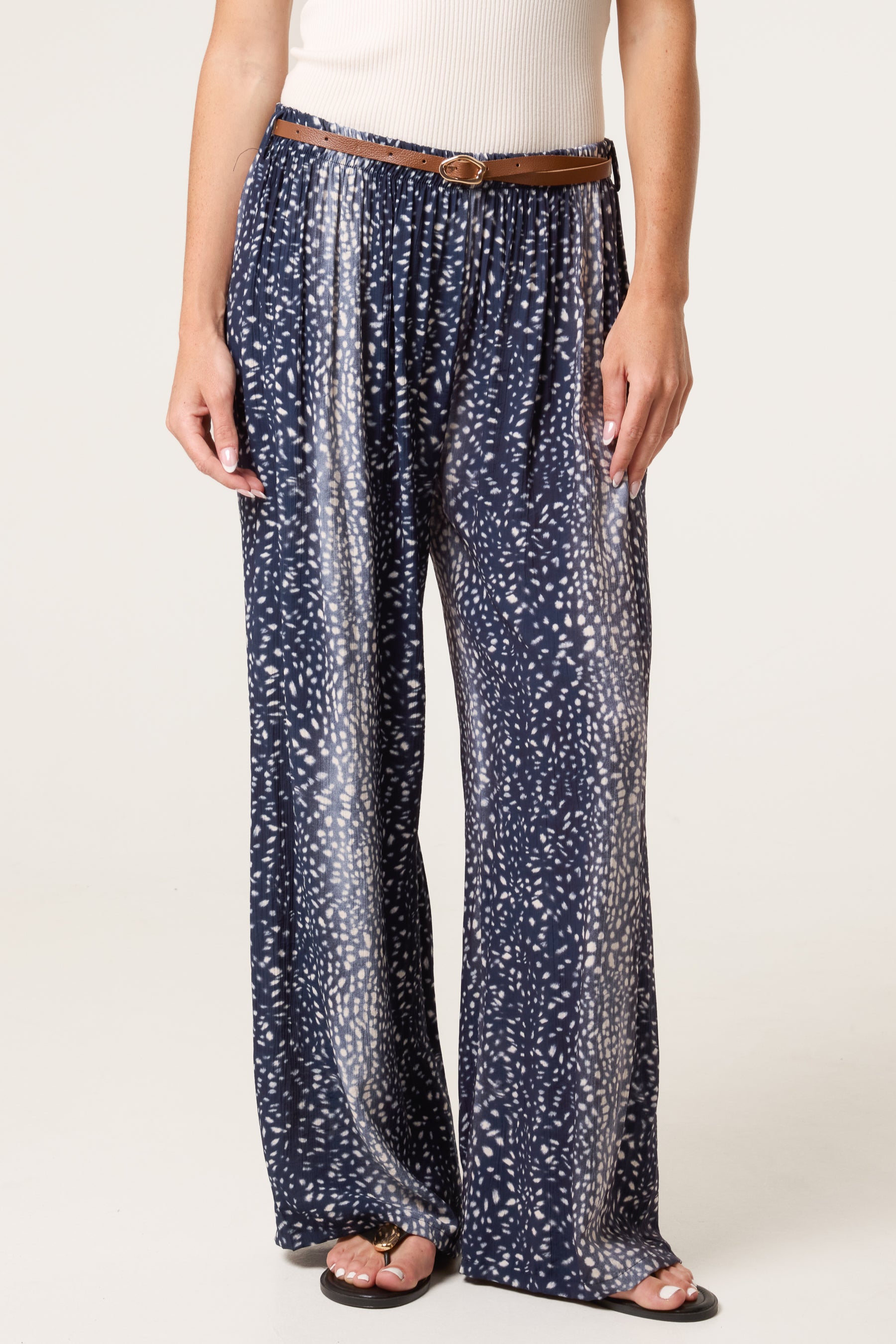 Belted Printed Viscose Trouser