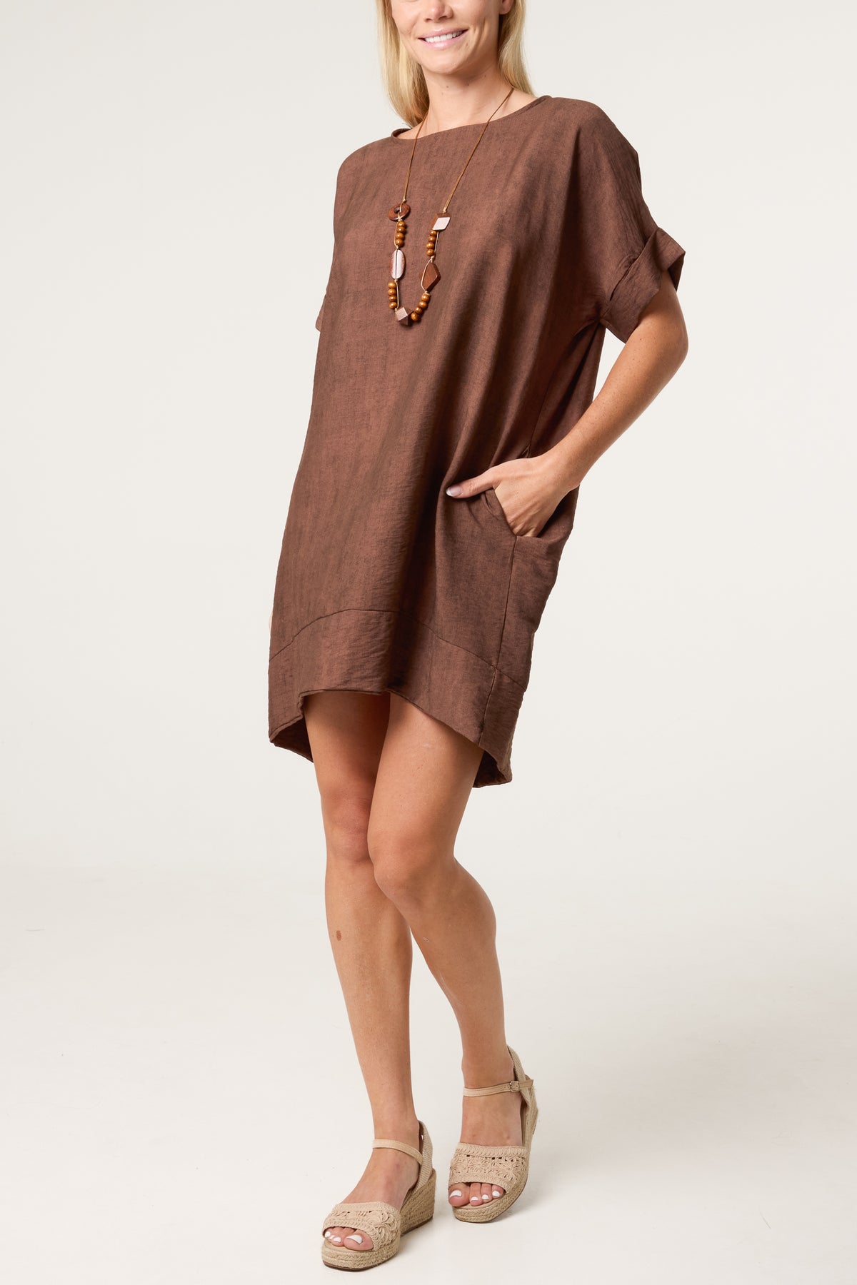 Necklace Washed Effect Mini Dress
