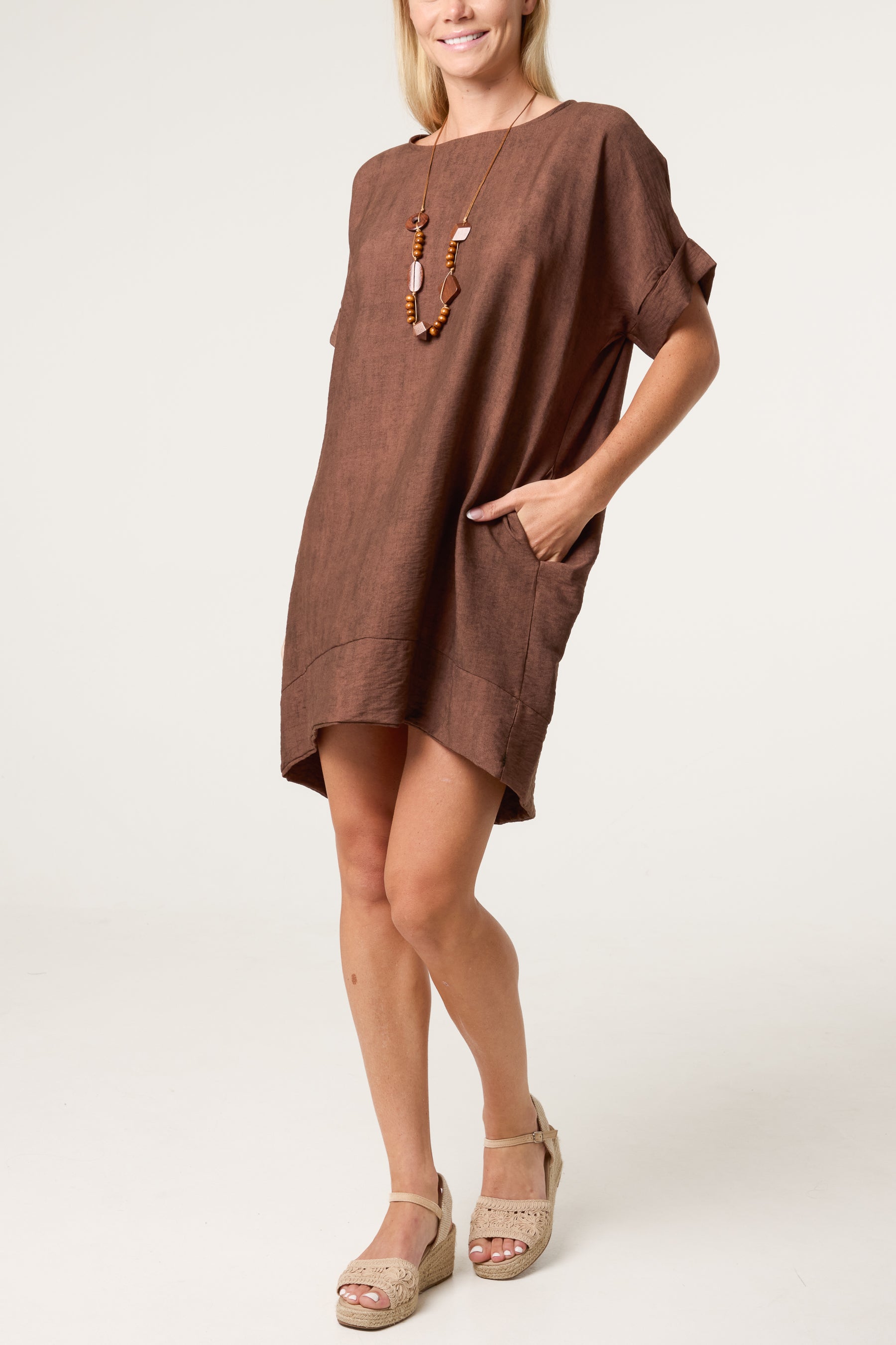 Necklace Washed Effect Mini Dress