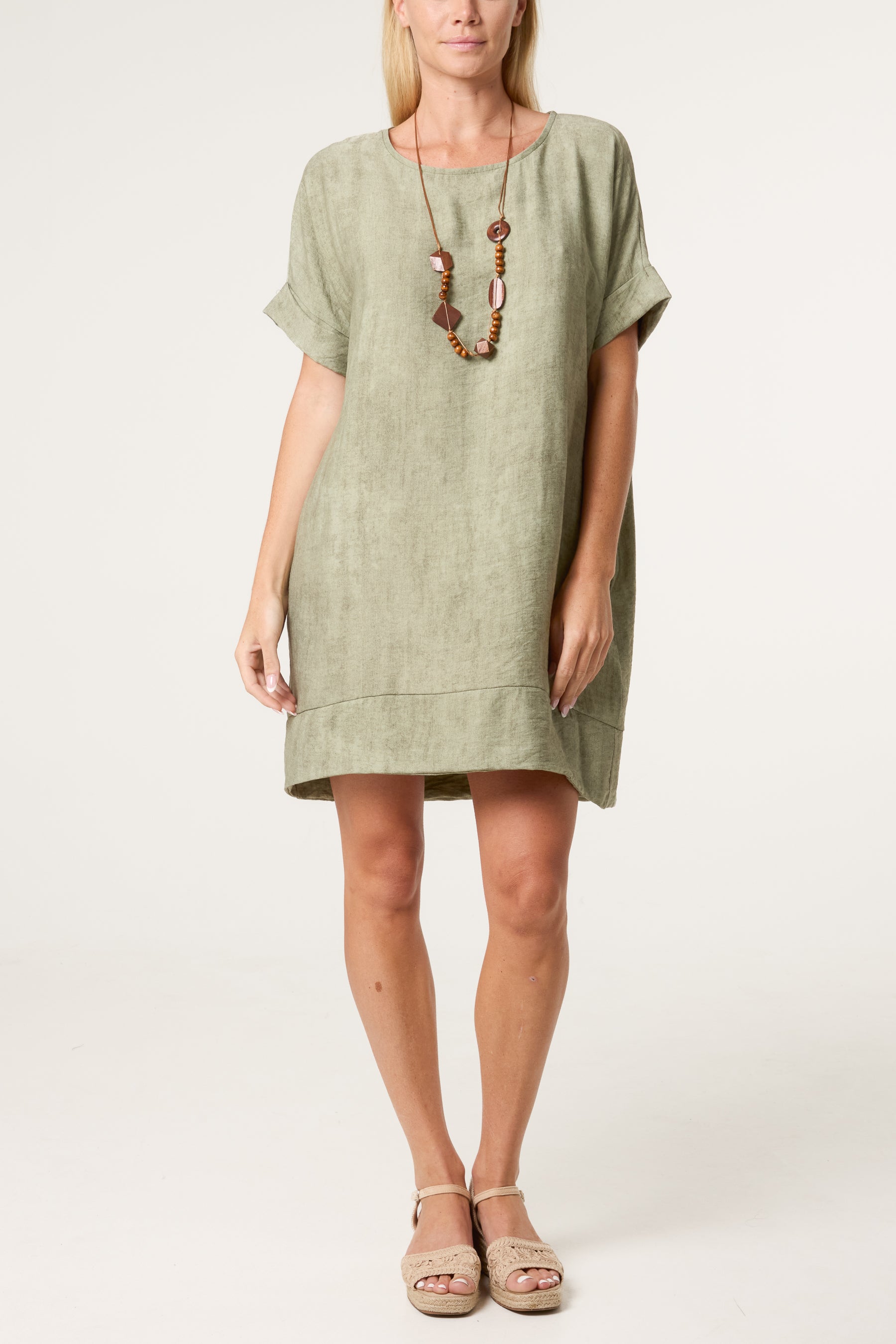 Necklace Washed Effect Mini Dress