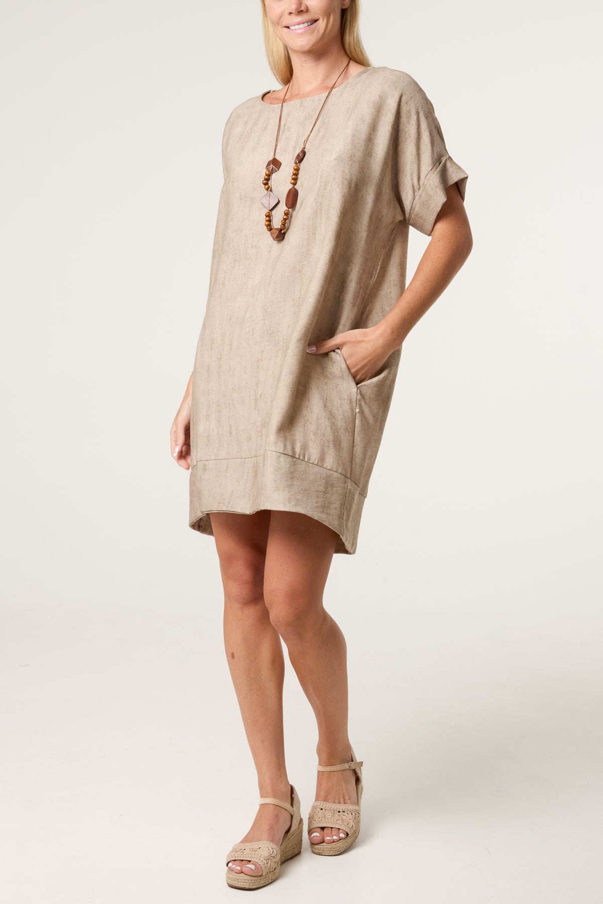 Necklace Washed Effect Mini Dress
