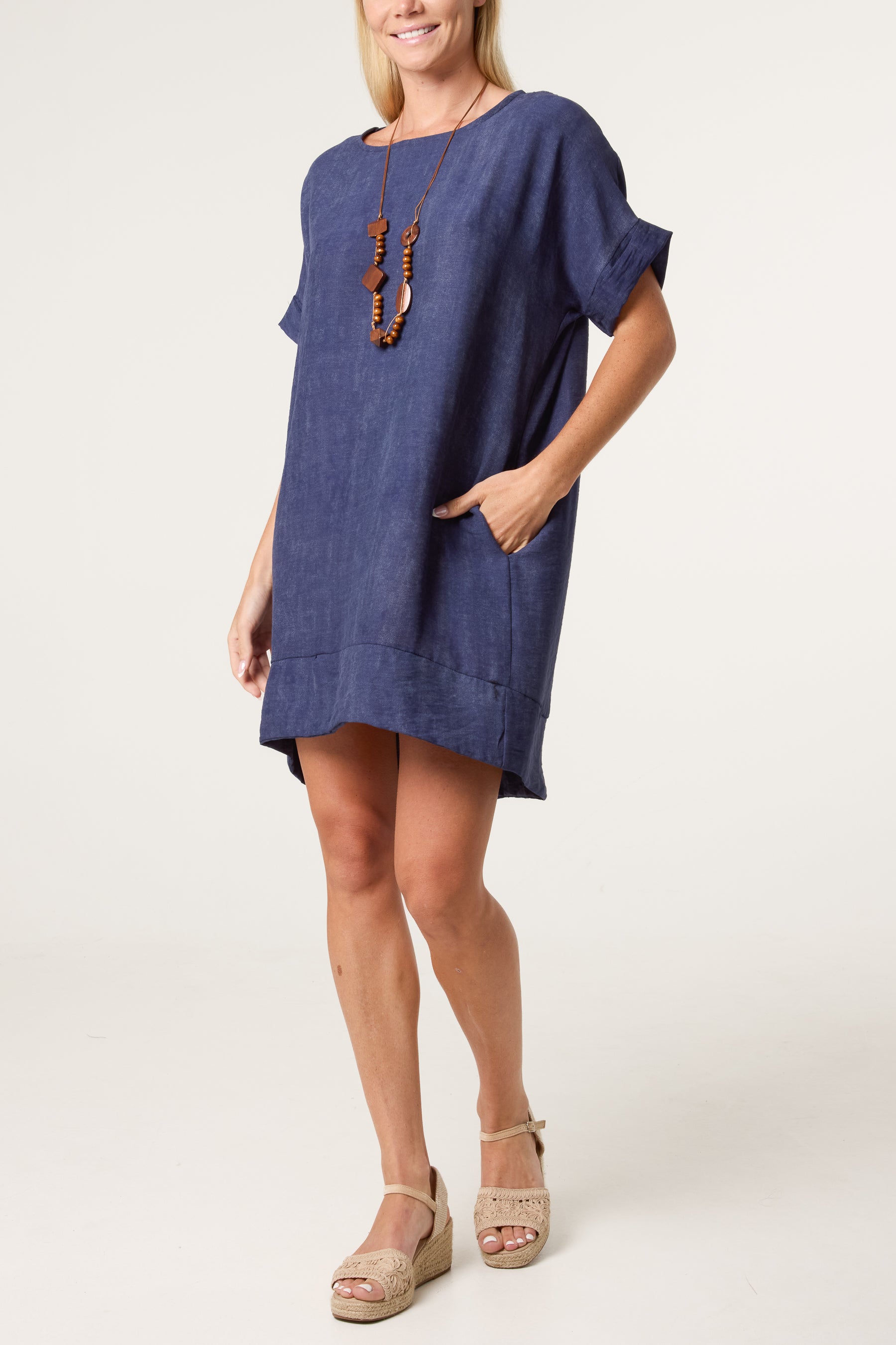 Necklace Washed Effect Mini Dress