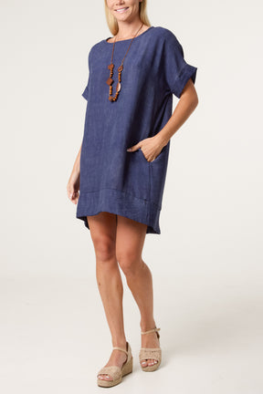 Necklace Washed Effect Mini Dress