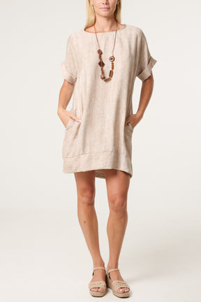 Necklace Washed Effect Mini Dress